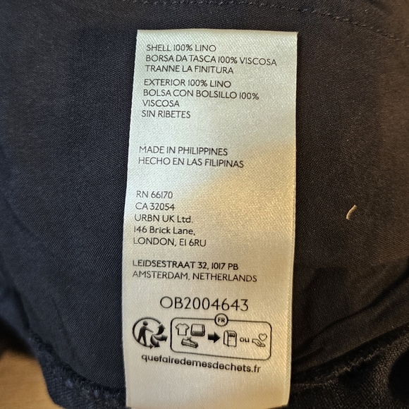 By Anthropologie Women's Linen Shirt-Tie Capri Pants, Black - Picture 12 of 13